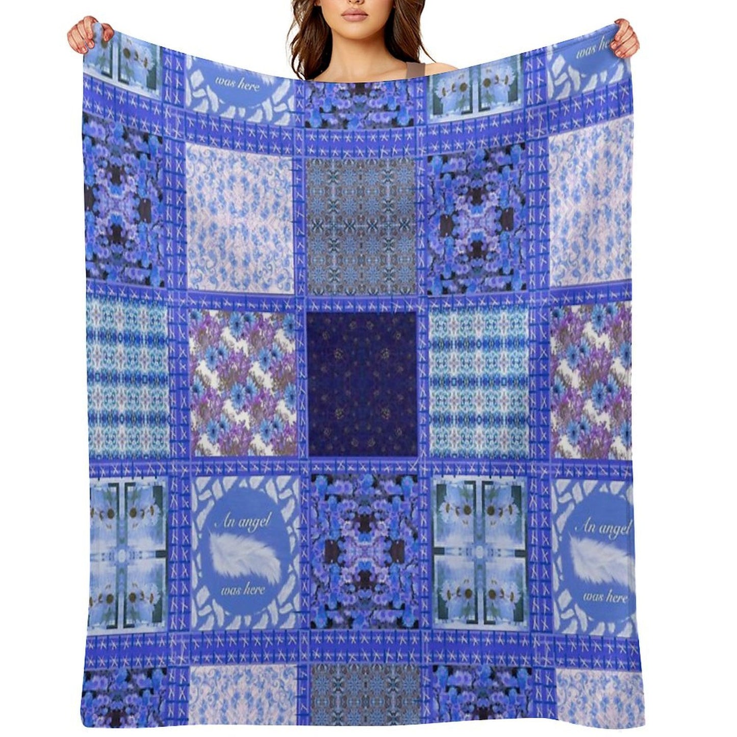 Blue Patchwork Quick-dry Throw Blanket