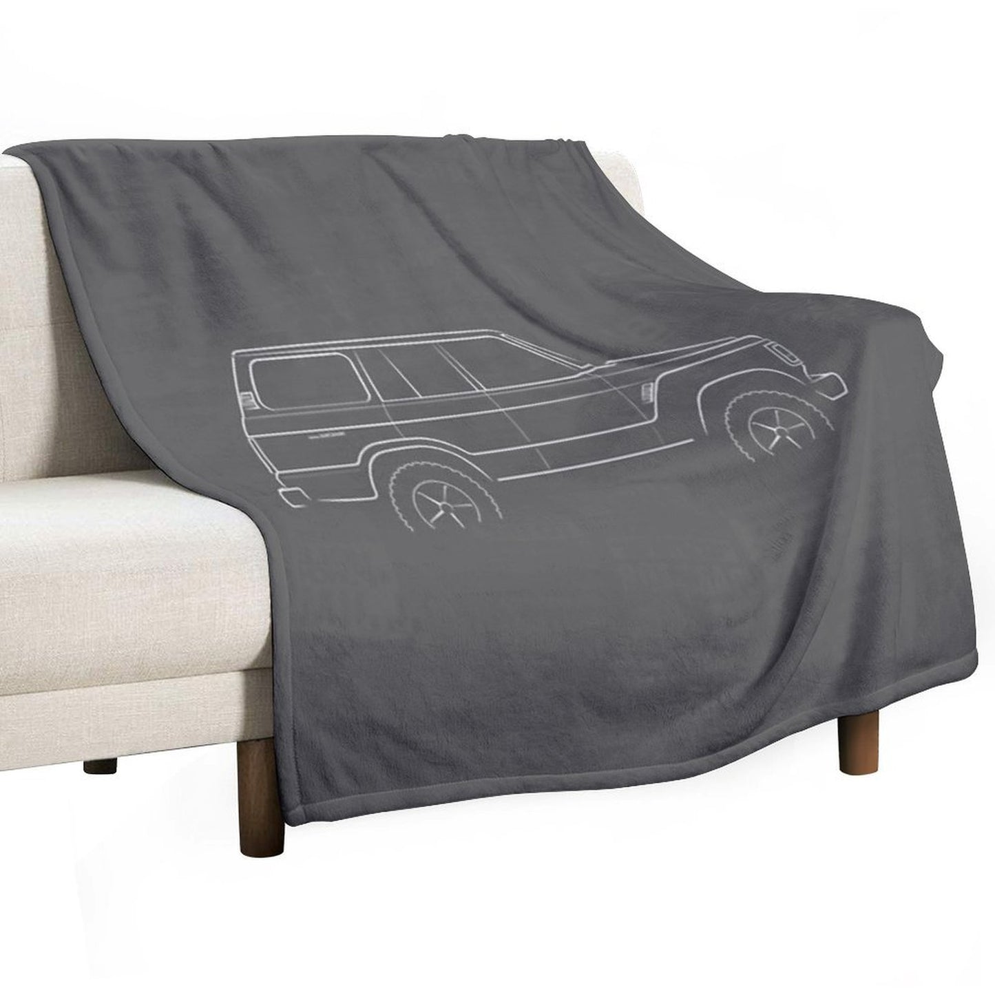 1983 Toyota Land Cruiser 60 Series - Profile Stencil, White Eco-conscious Throw Blanket