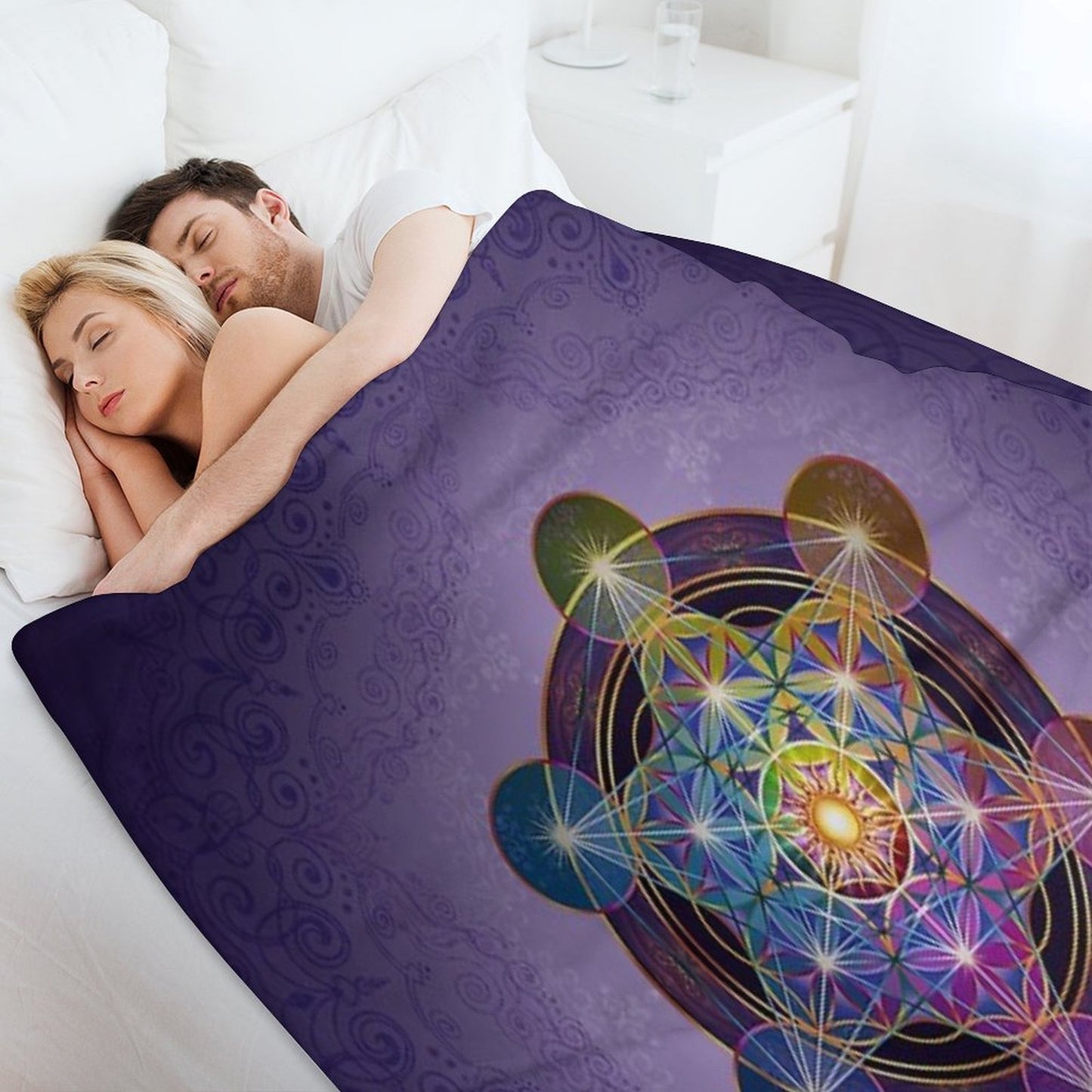 Metatron's Cube Merkabah Machine-washable Throw Blanket