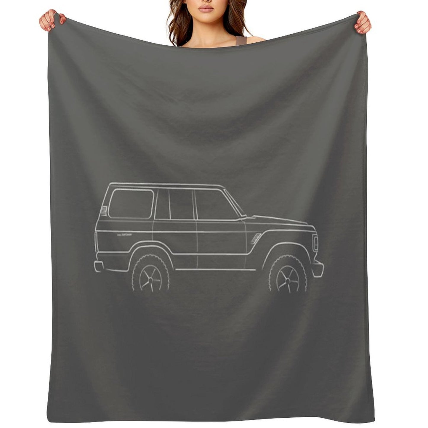 1983 Toyota Land Cruiser 60 Series - Profile Stencil, White Eco-conscious Throw Blanket