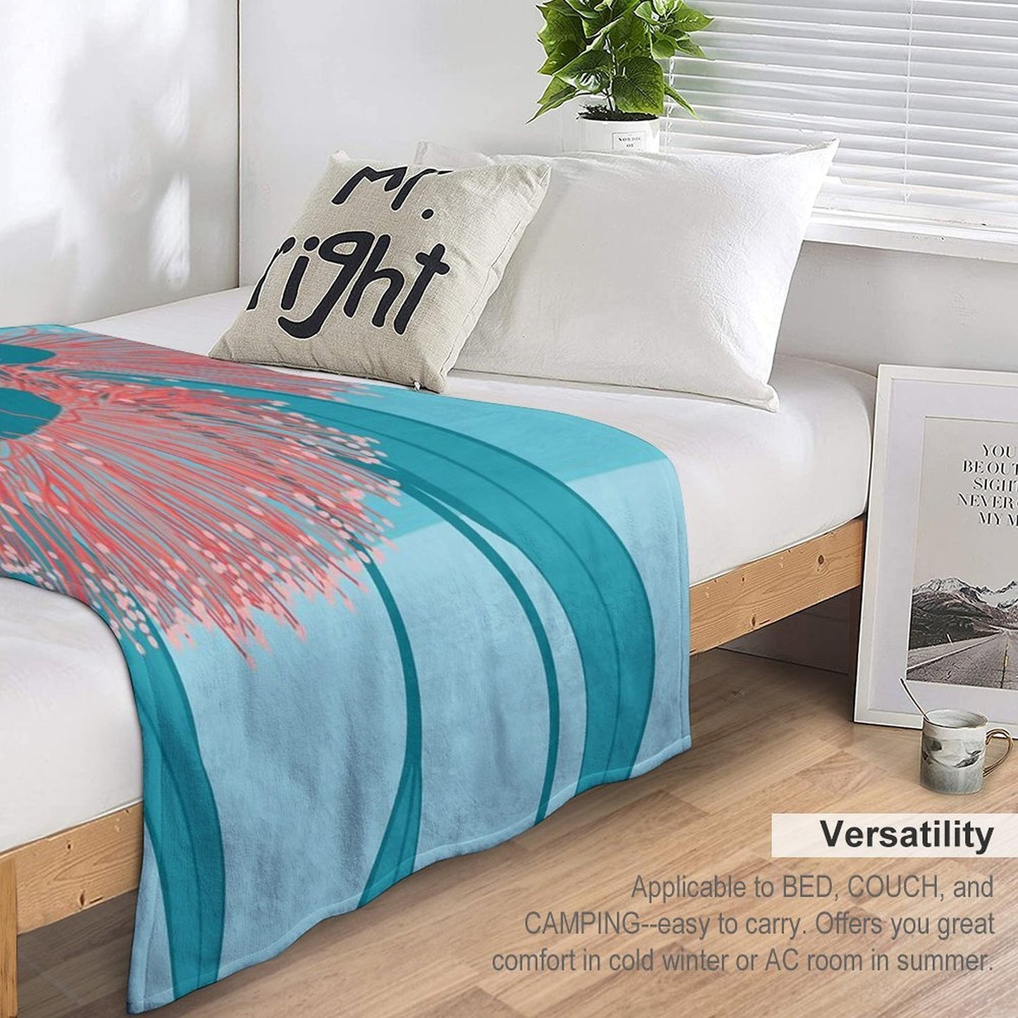 Gum Blossom Eucalyptus Pink Blue Comfort Throw Blanket