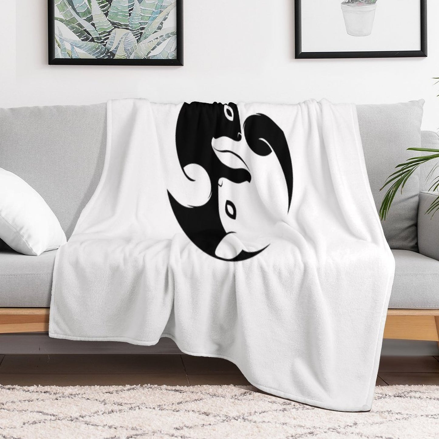 Yin Yang Squirrel - Zen Yoga Symbol Easy Care Throw Blanket