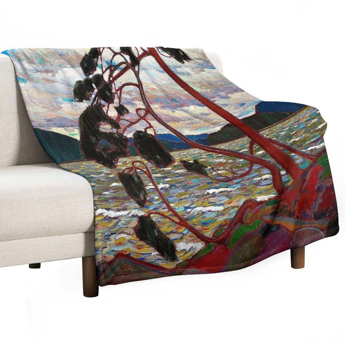 WEST WIND Vintage 1919 Tom Thomson Algonquin Park Art Print Wrinkle-free Throw Blanket