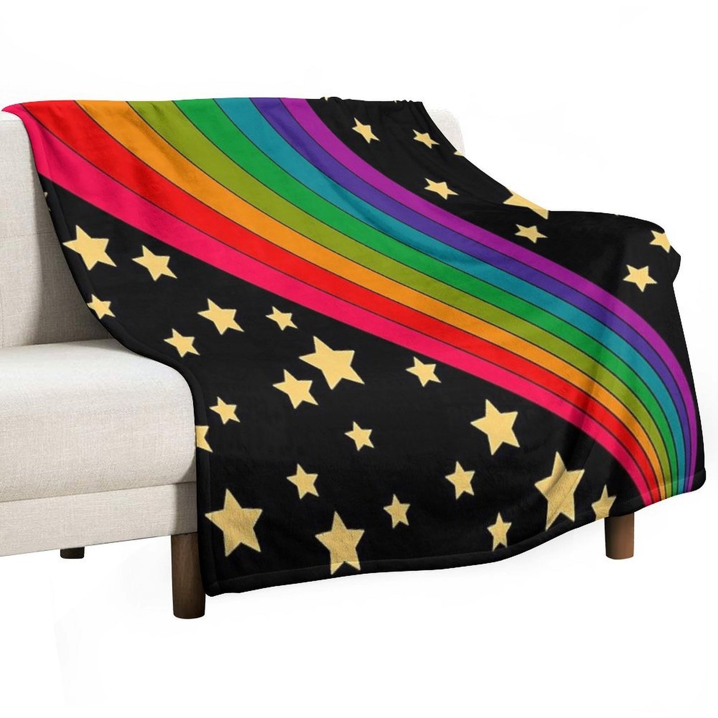 Stars And Rainbow Machine-washable Throw Blanket