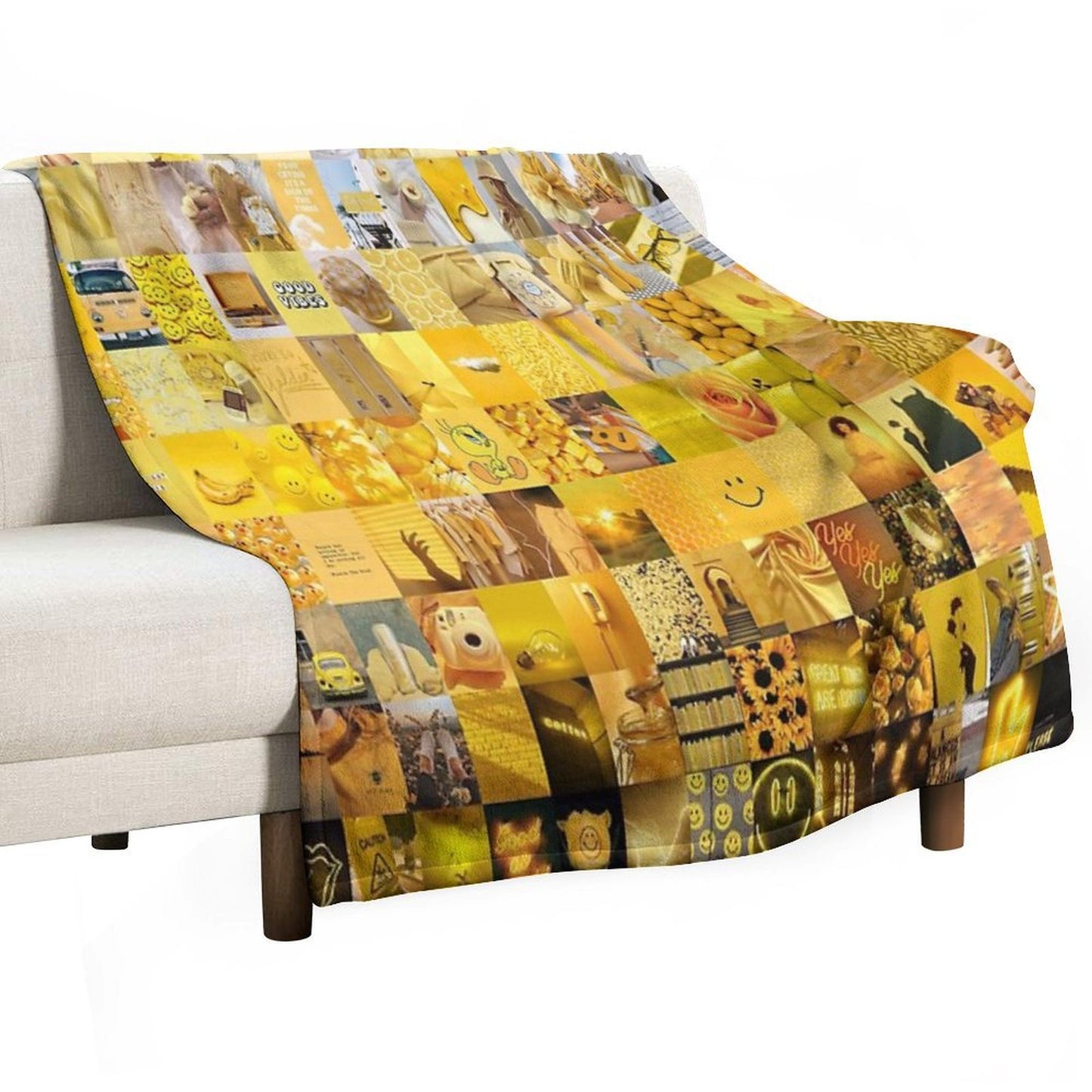 Yellow Vibes Collage Multi-functional Throw Blanket