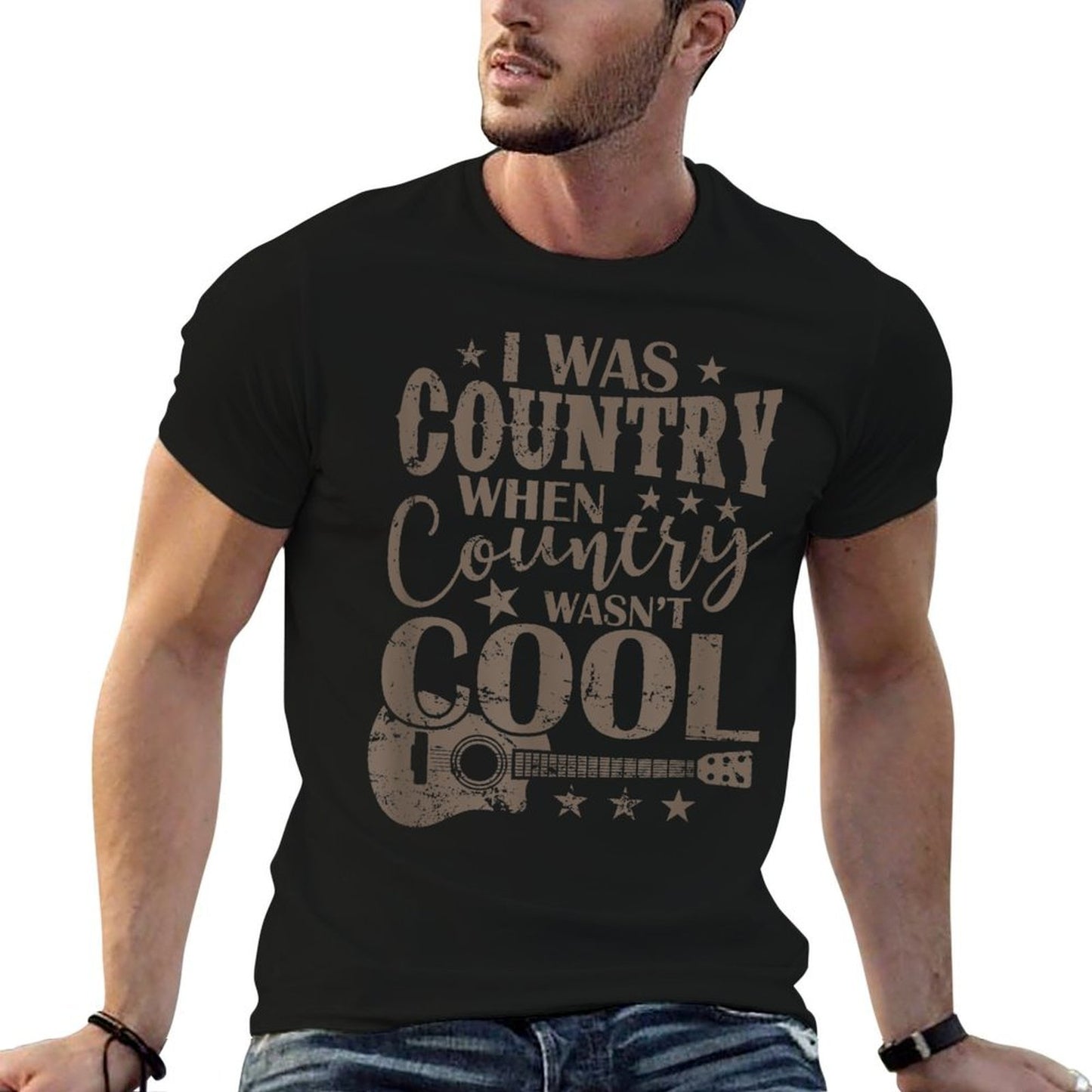 I Was Country When Country Wasnt Cool USA Heathered Texture T-Shirt