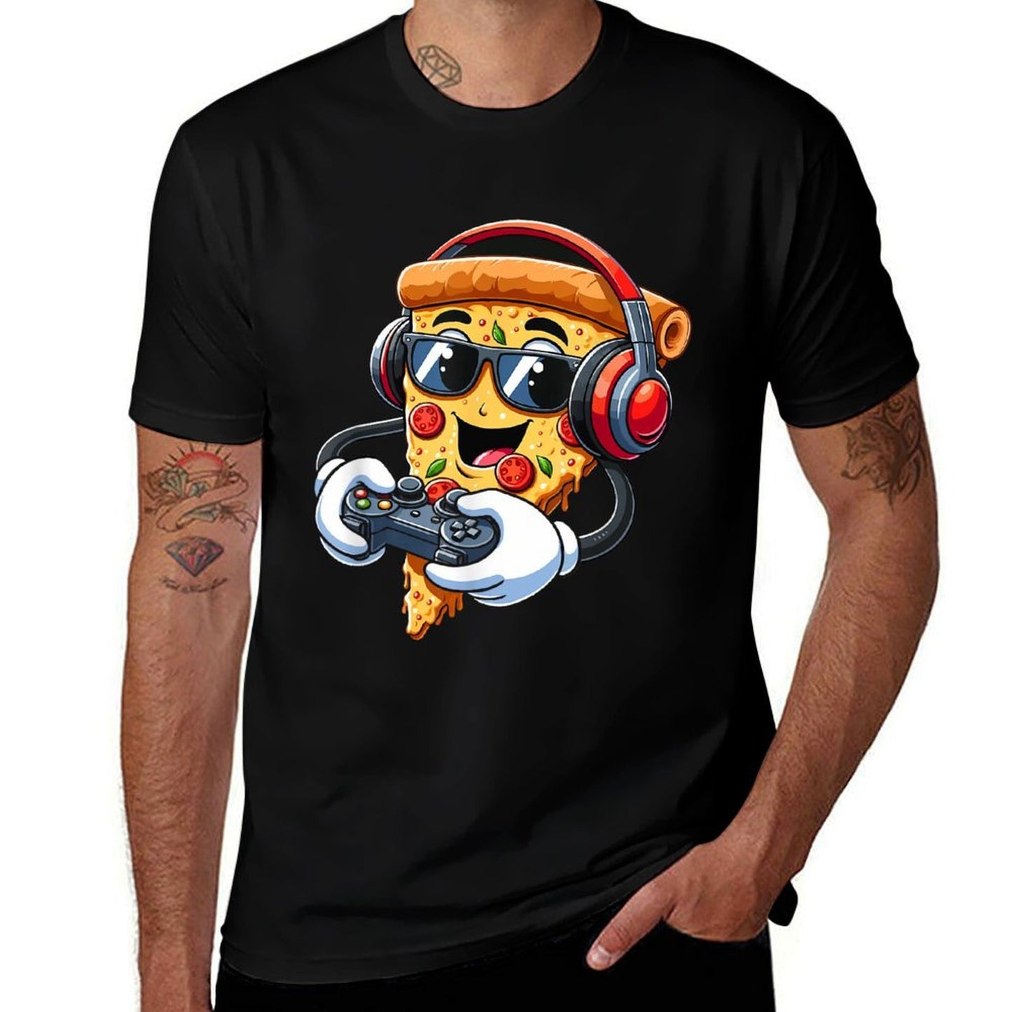 Gamer Pizza Video Gaming Boy Enthusiast Gamern Polyester Blend T-Shirt