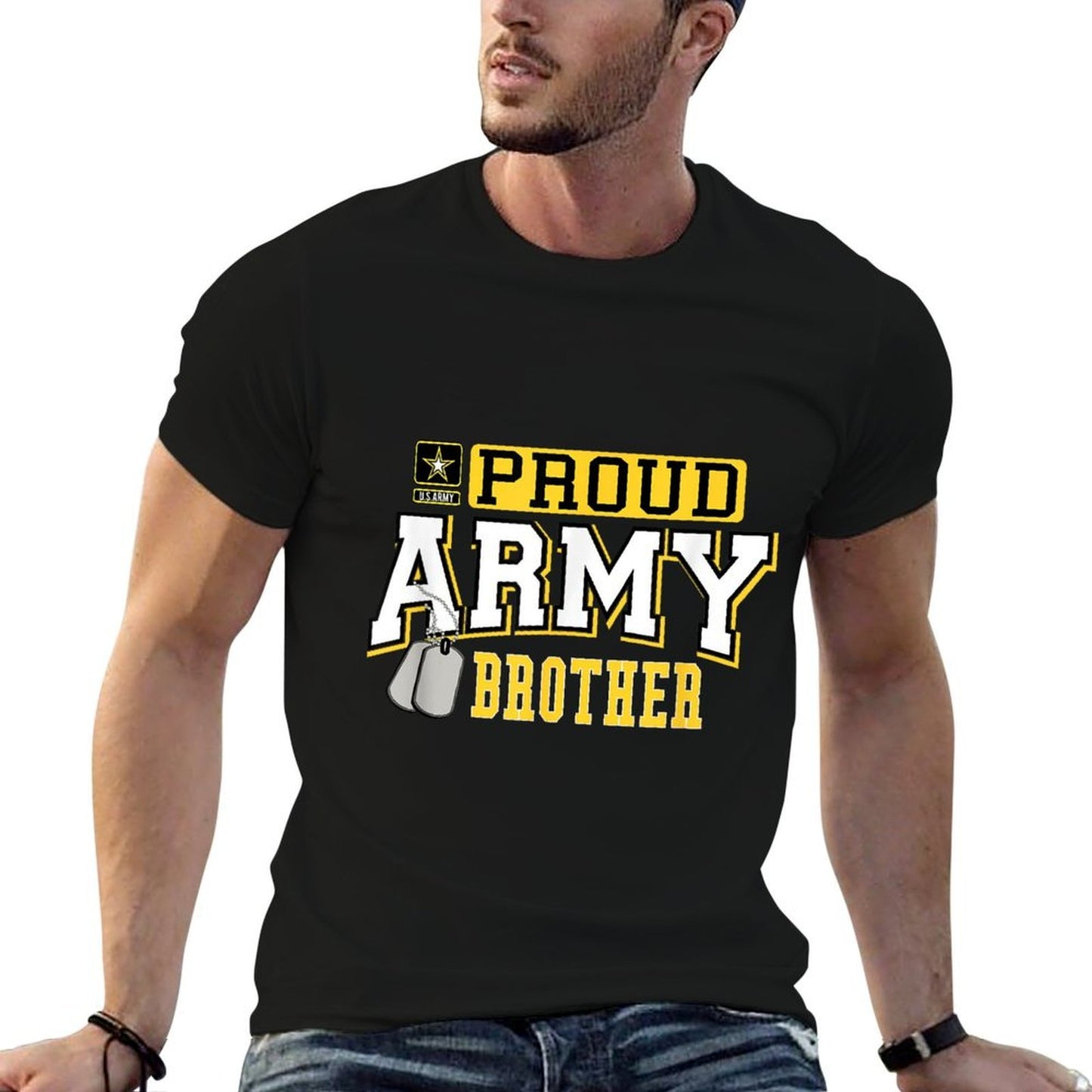 Proud Army Brother Military Pride T Oversized Silhouette T-Shirt