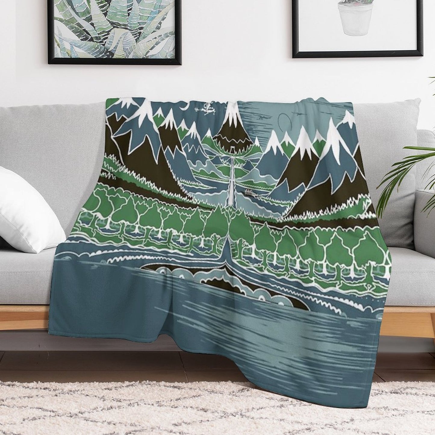 Midnight Forest Mountain Path in The Style of J.R.R.Tolkien Easy Care Throw Blanket