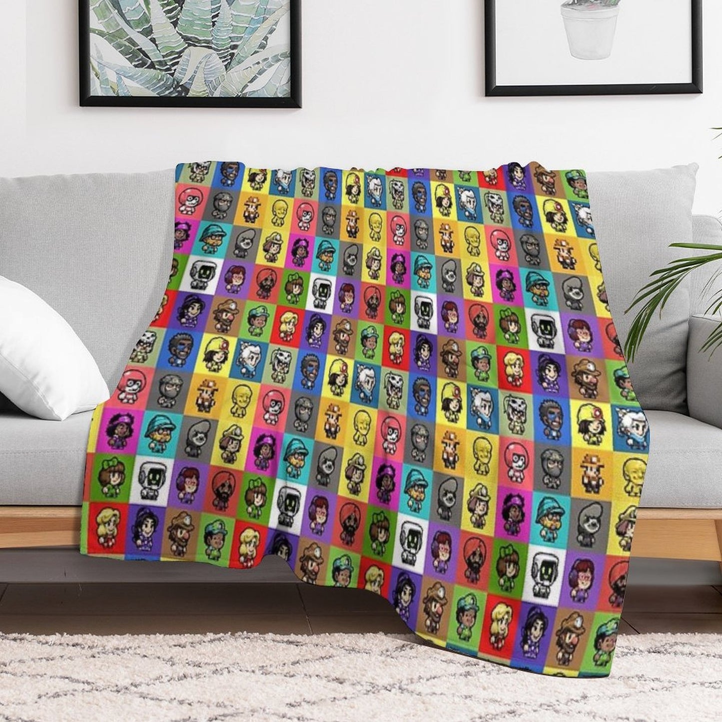Spelunky 2 Player Characters Pattern Comfort Throw Blanket