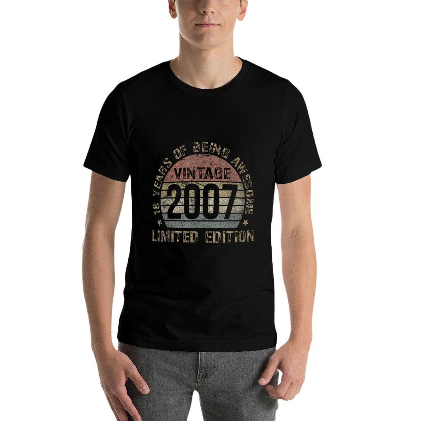 18 Year Old Bday Decorations Men Boy 18Yr 2007 18Th Birthday Fade-proof Color T-Shirt