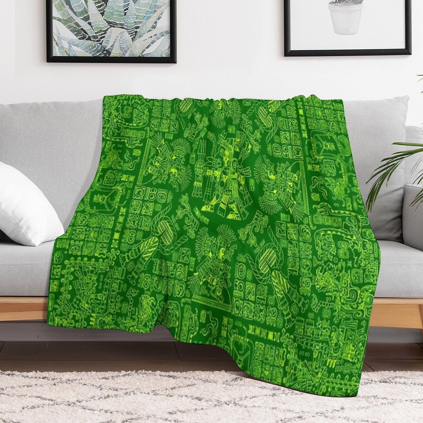 Mayan Spring GREEN All-season Throw Blanket