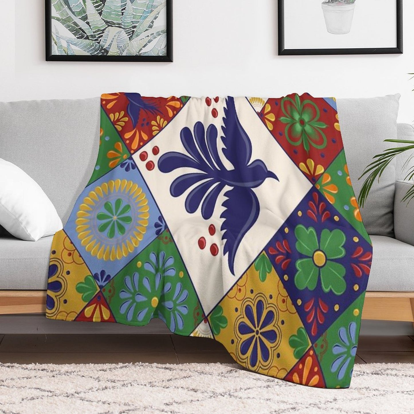 Mexican Talavera Tiles Colorful Pattern Velvety-soft Throw Blanket