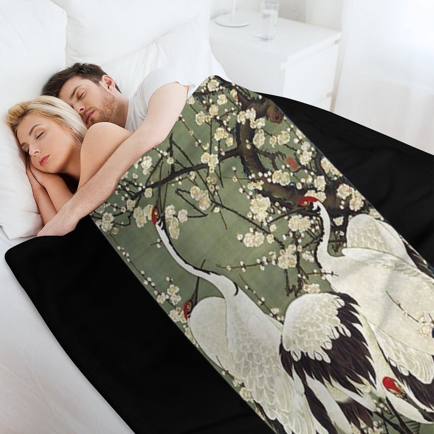 Favourite Artist - Plum Blossoms And Cranes - Ito Jakuchu Premium Throw Blanket