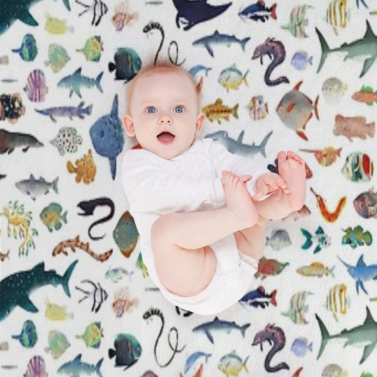 One Hundred Fish Multi-functional Throw Blanket