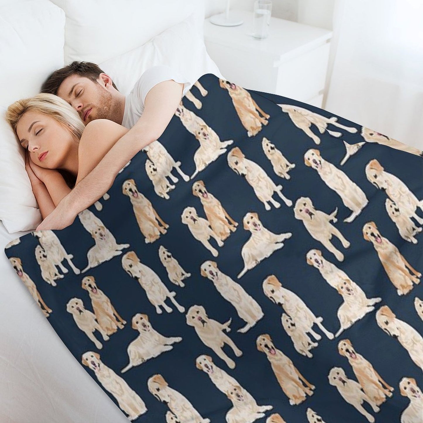 Yellow Labs Navy Machine-washable Throw Blanket