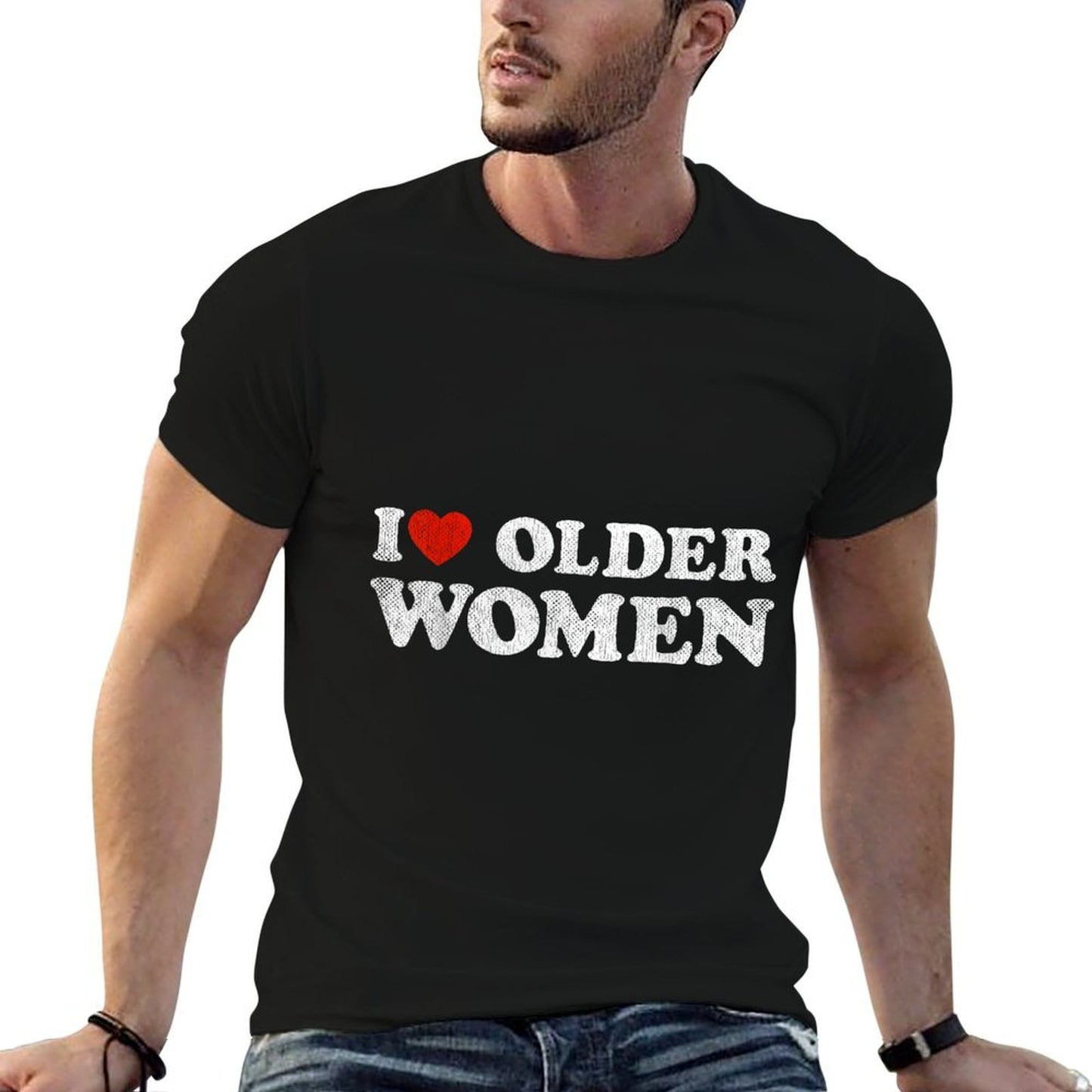 I Love Older Women Red Heart Older Women Sarcasm Slim-fit Cut T-Shirt