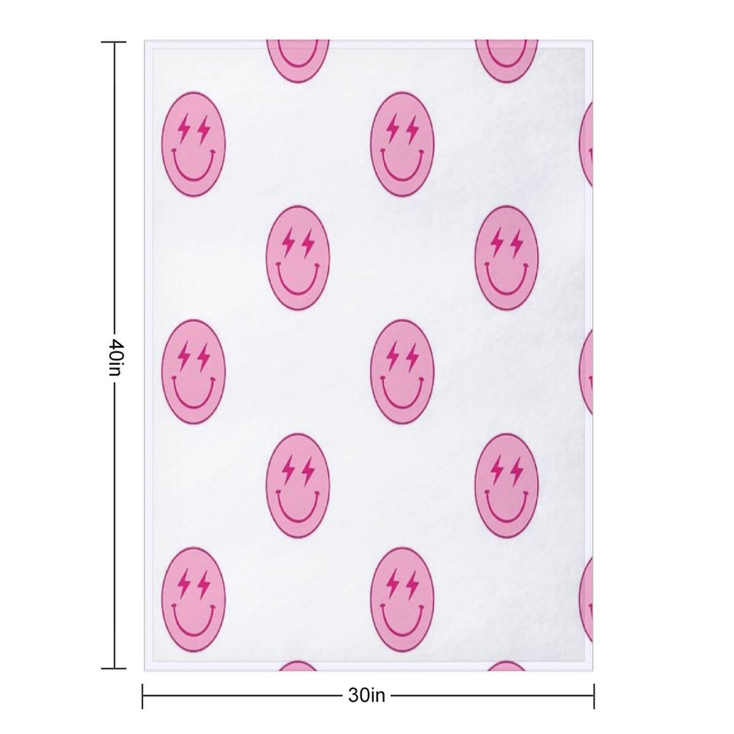 Hot Pink Lighting Bolt Smiley Face Wrinkle-free Throw Blanket