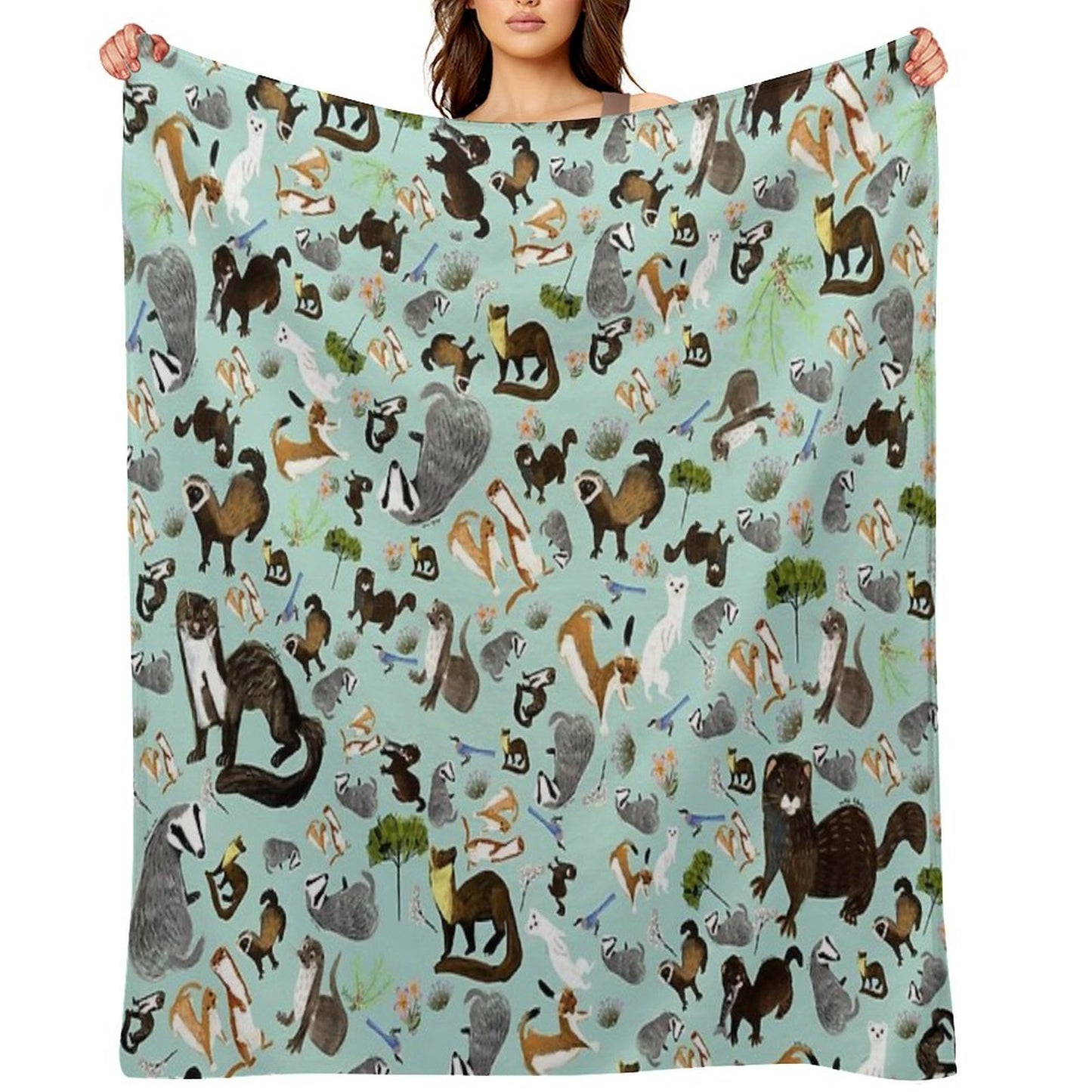 Mustelids from Spain Pattern Plush Throw Blanket