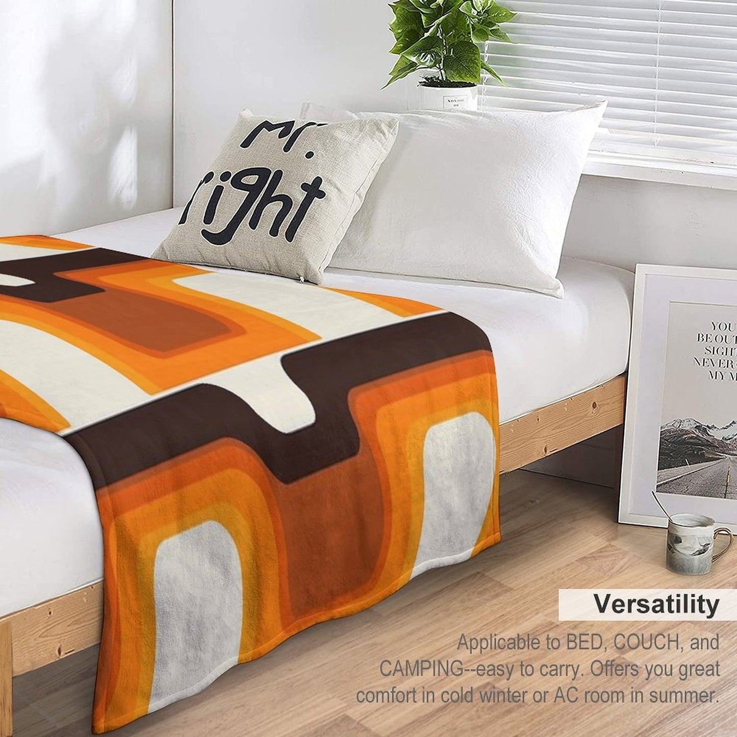 Mid-Century Modern Meets 1970s Orange Velvety-soft Throw Blanket