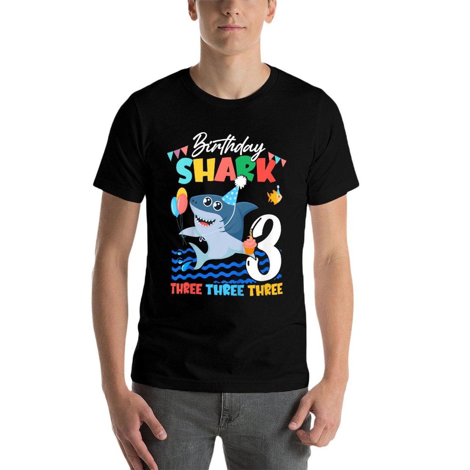 Baby Cute Shark Birthday Boy 3 Year Old Gift - Three Three  Classic T-Shirt