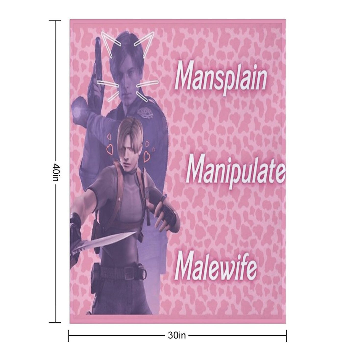Mansplain, Manipulate, Malewife Leon (Cow) PINK VERSION Wrinkle-free Throw Blanket