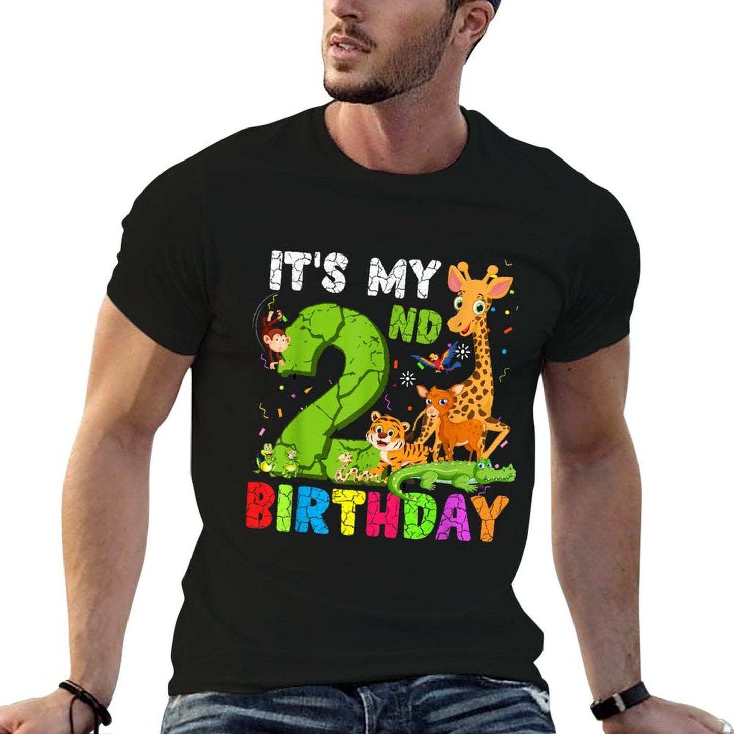 It's My 2nd Birthday Animals Cute Zoo 2 Year Old Boy Girl Durable T-Shirt