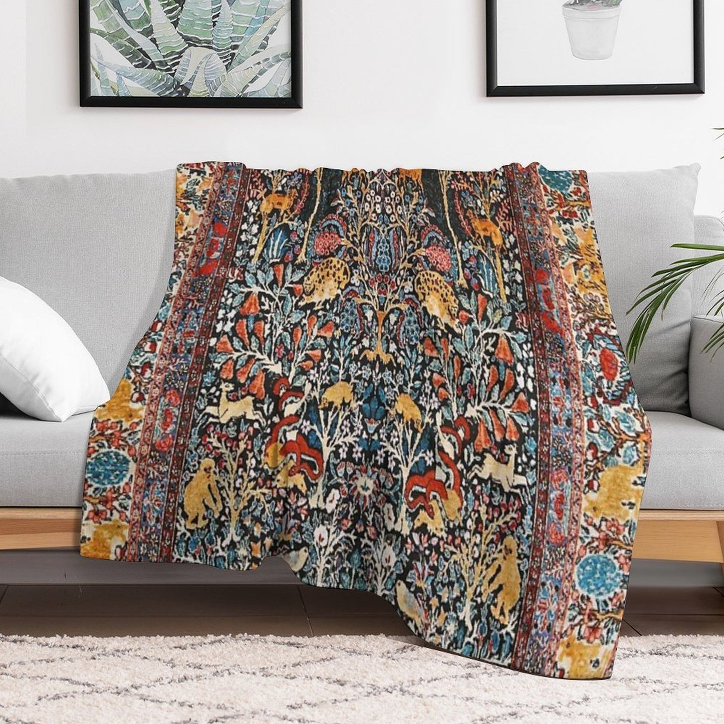 Antique Persian Carpet Print Premium Throw Blanket