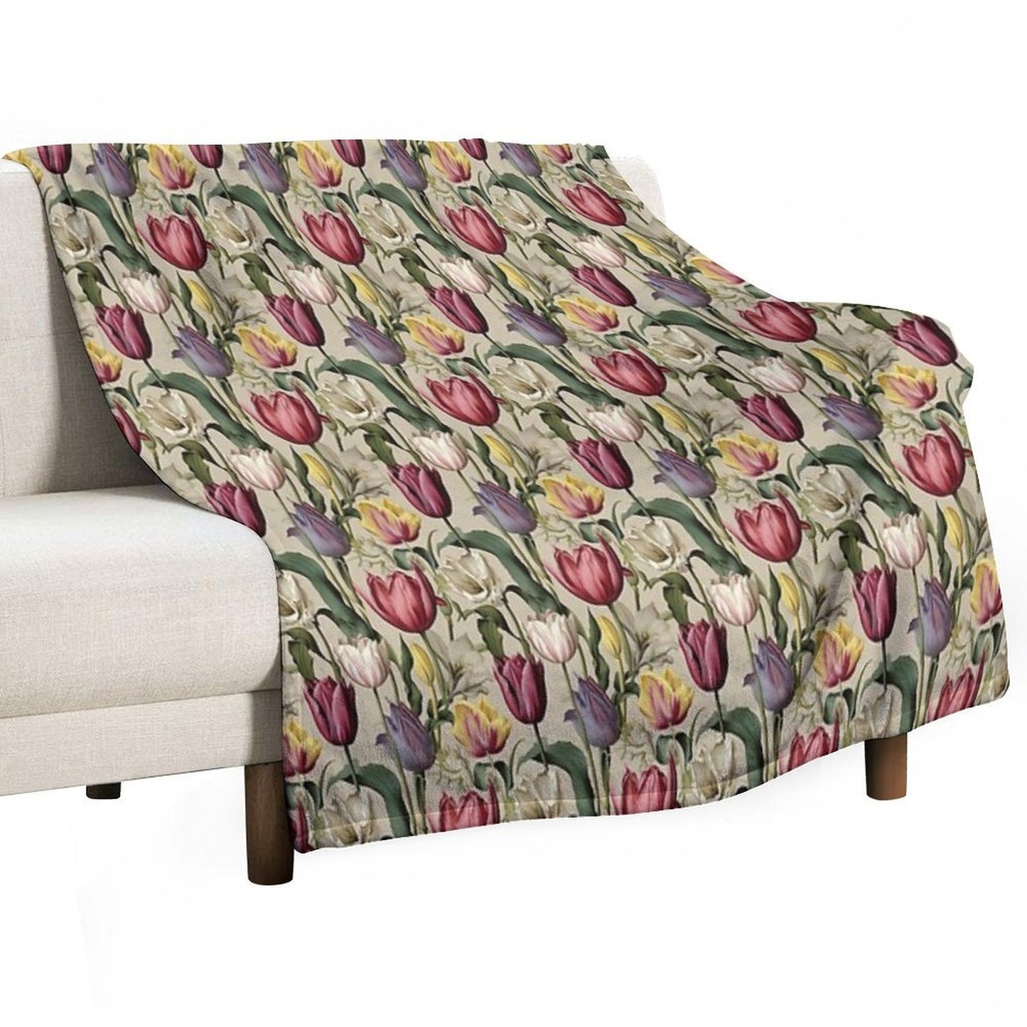 Tulip Tile 13 Goblet of Springtime Sunshine in A Blooming Rainbow of Spiraling Blooms Sustainable Throw Blanket