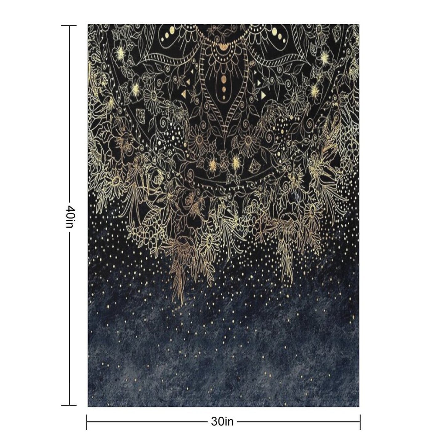 Blue Gold Mandala Floral Multi-functional Throw Blanket