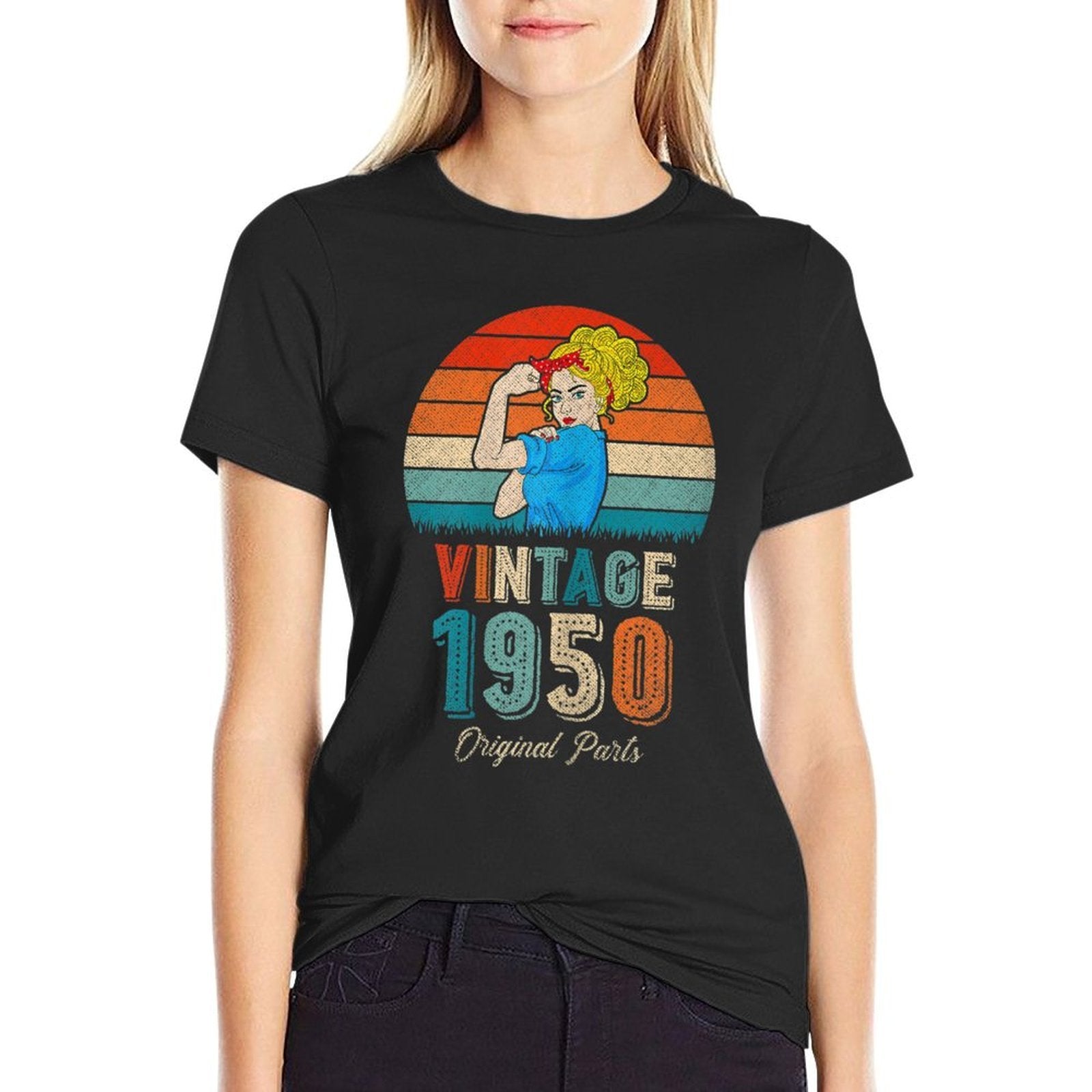 Womens 70th Birthday Tshirts For Women Original Parts Vintage 1950  Moisture-wicking T-Shirt