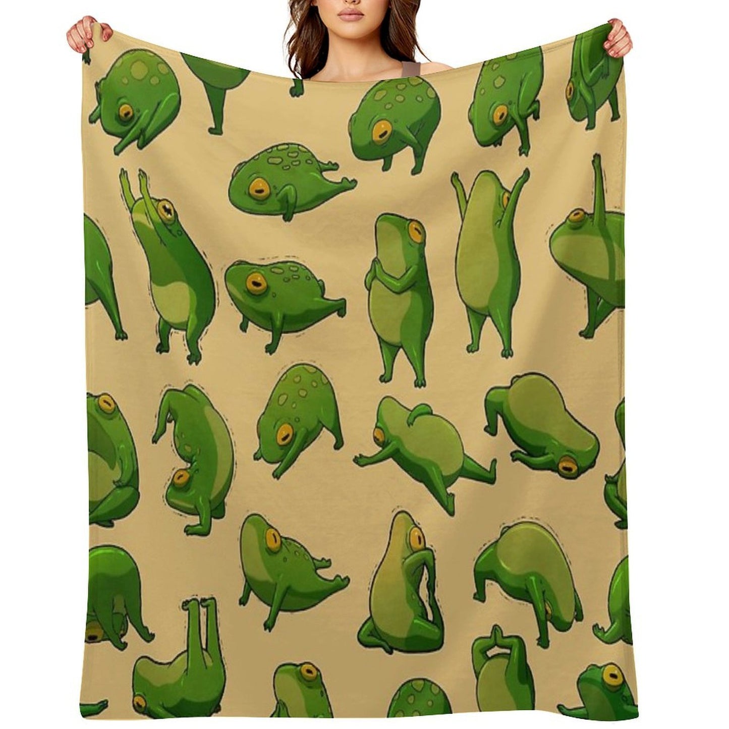 Yoga Frogs Poster With Text Anti-pilling Throw Blanket