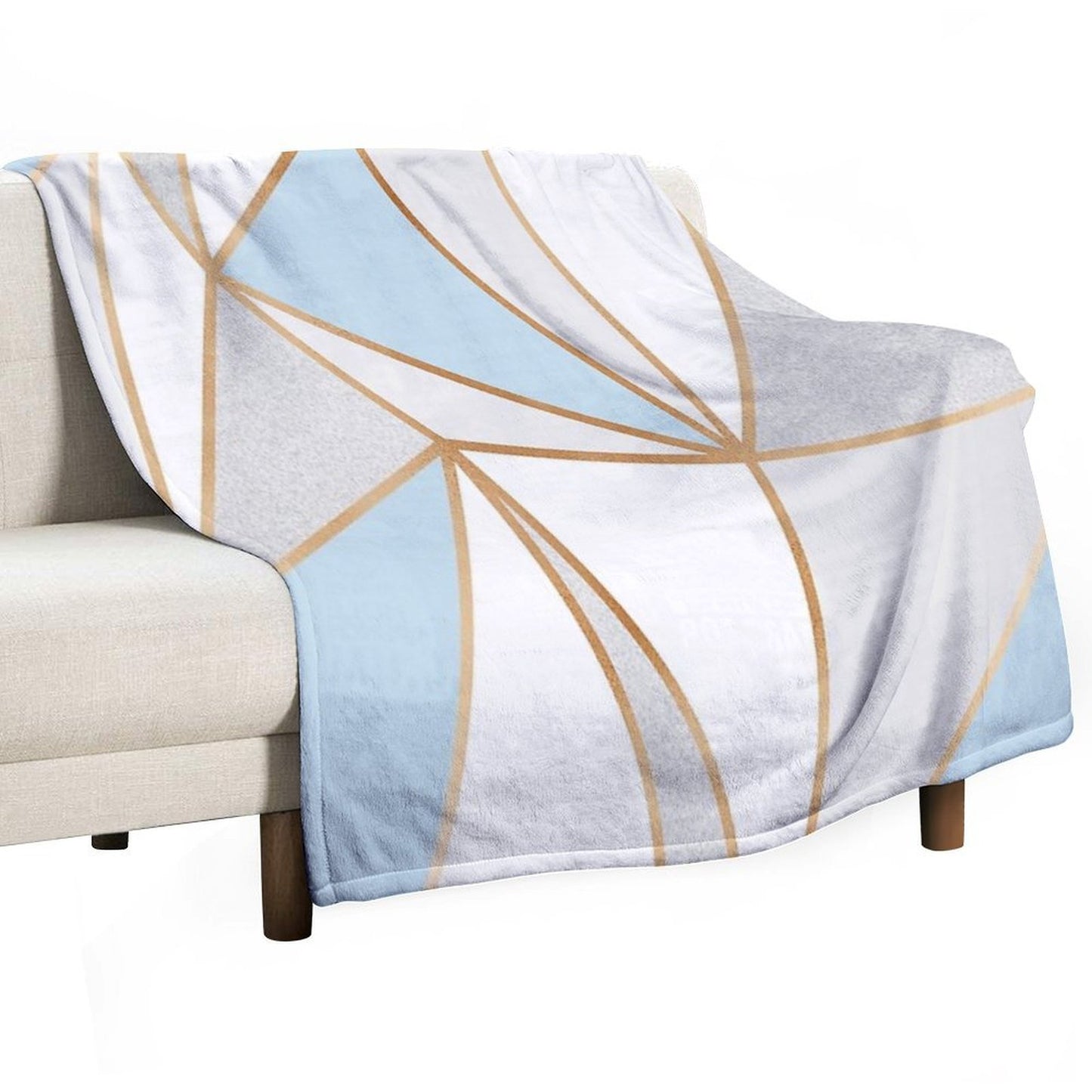 Blue, Grey & Gold Geo Eco-conscious Throw Blanket