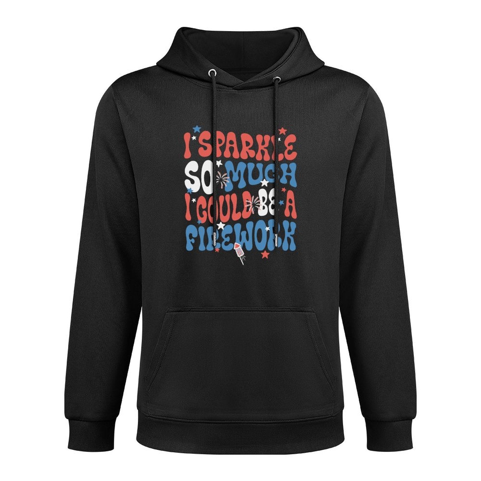 Sparkle So Much Firework Patriotic 4th Of July Groovy USA Shape Retention Hoodie