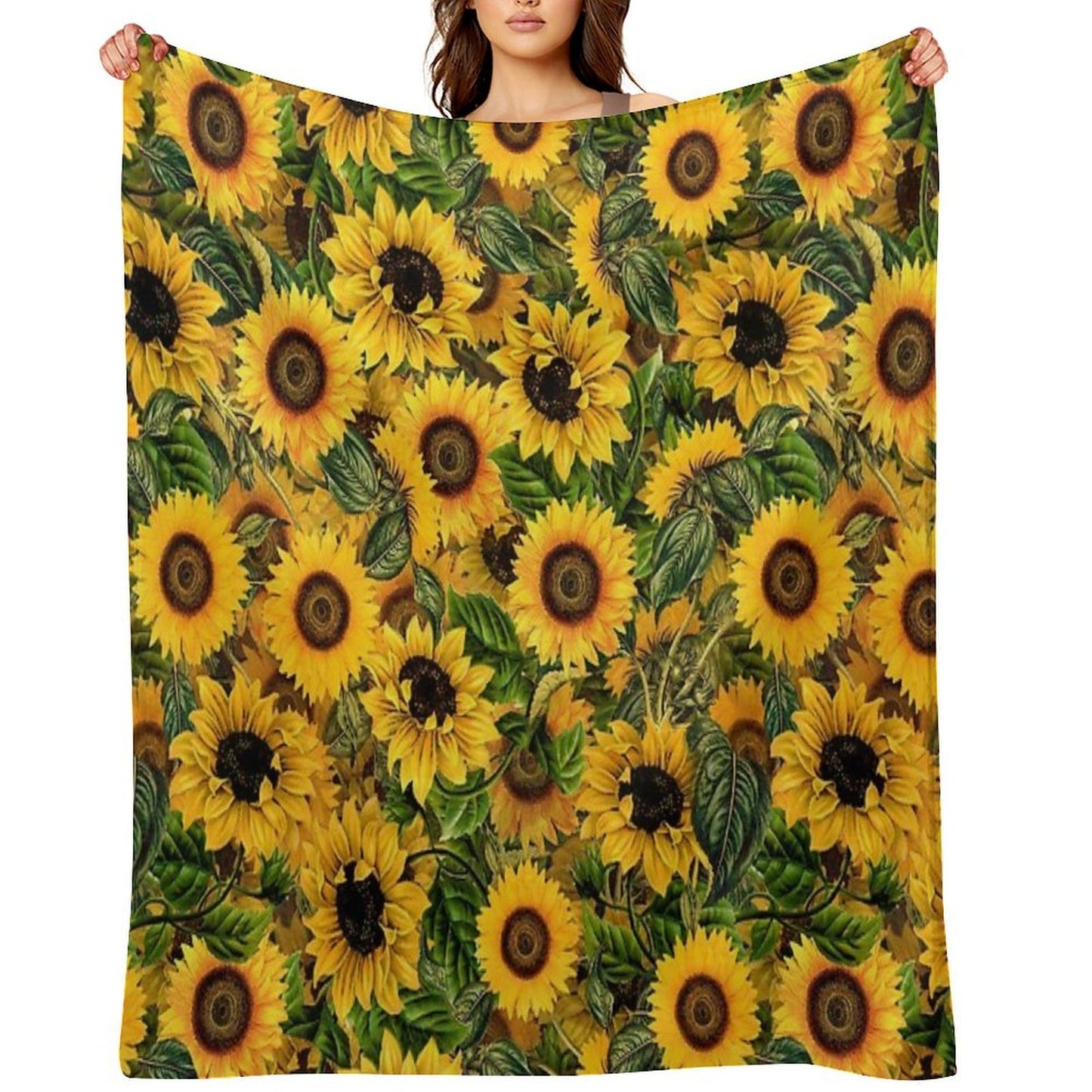 Vintage Sunflowers Pattern Nightgarden Plush Throw Blanket