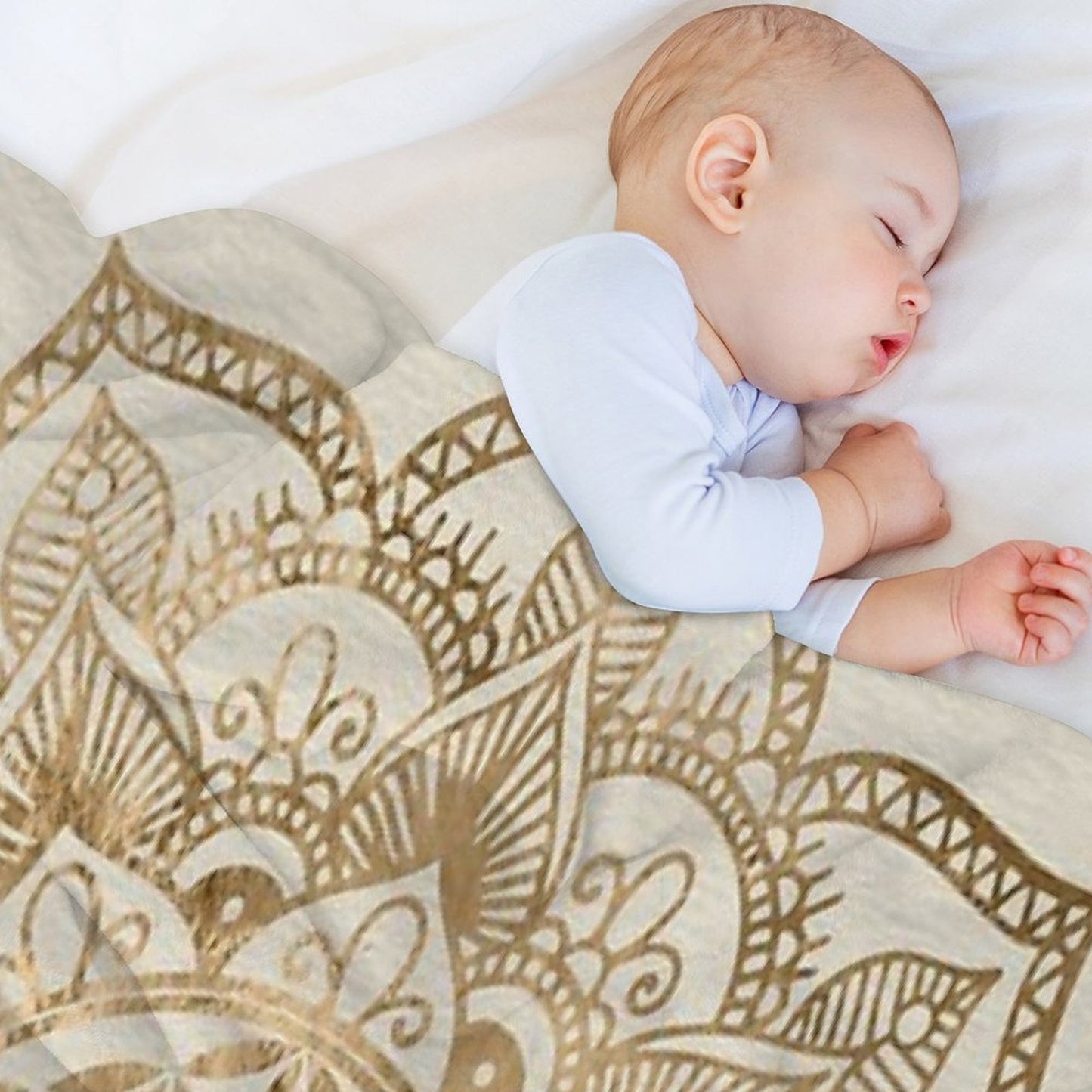 Flower of Life in Lotus - Pastel Golds And Canvas Plush Throw Blanket