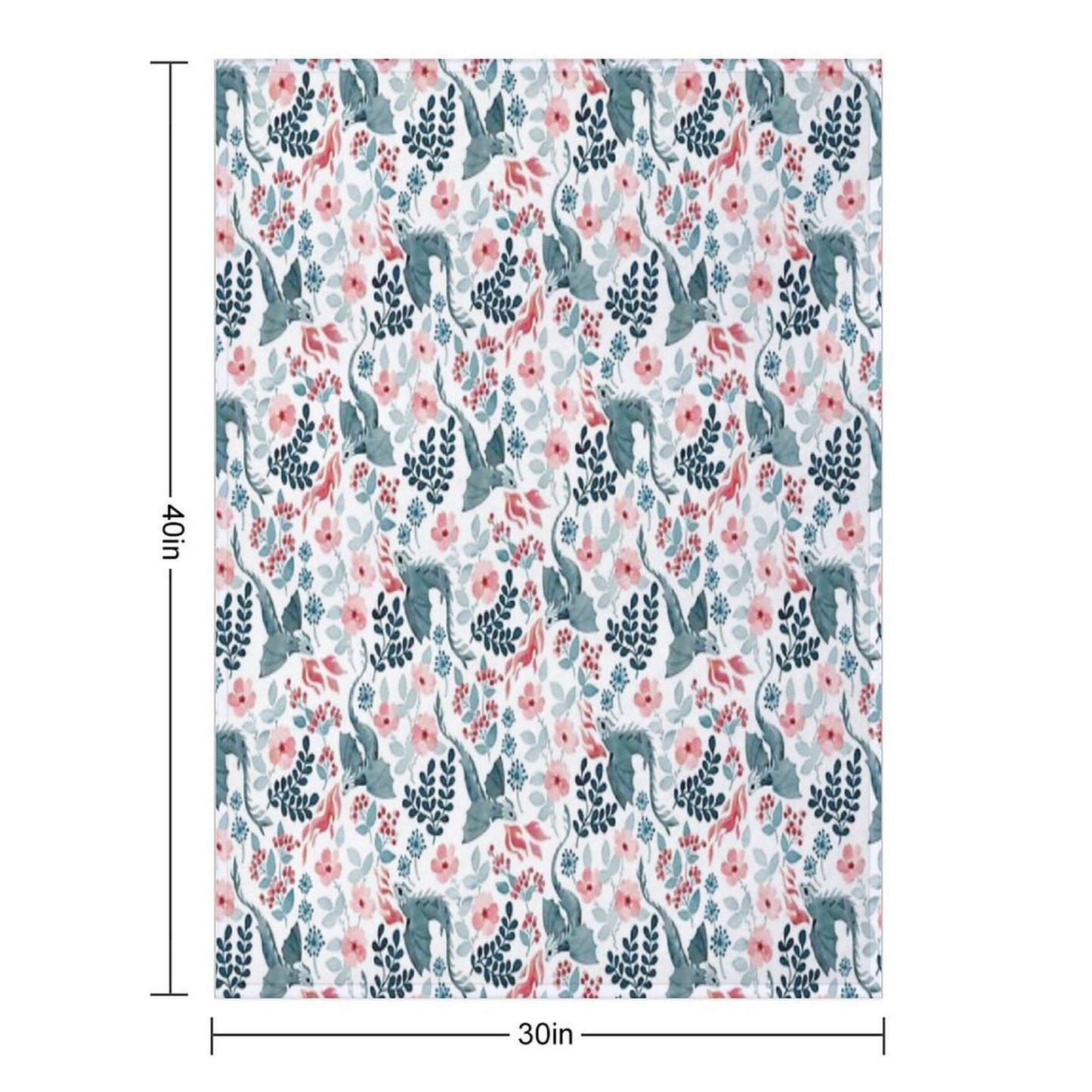 Dragons Pastel Floral Comfort Throw Blanket