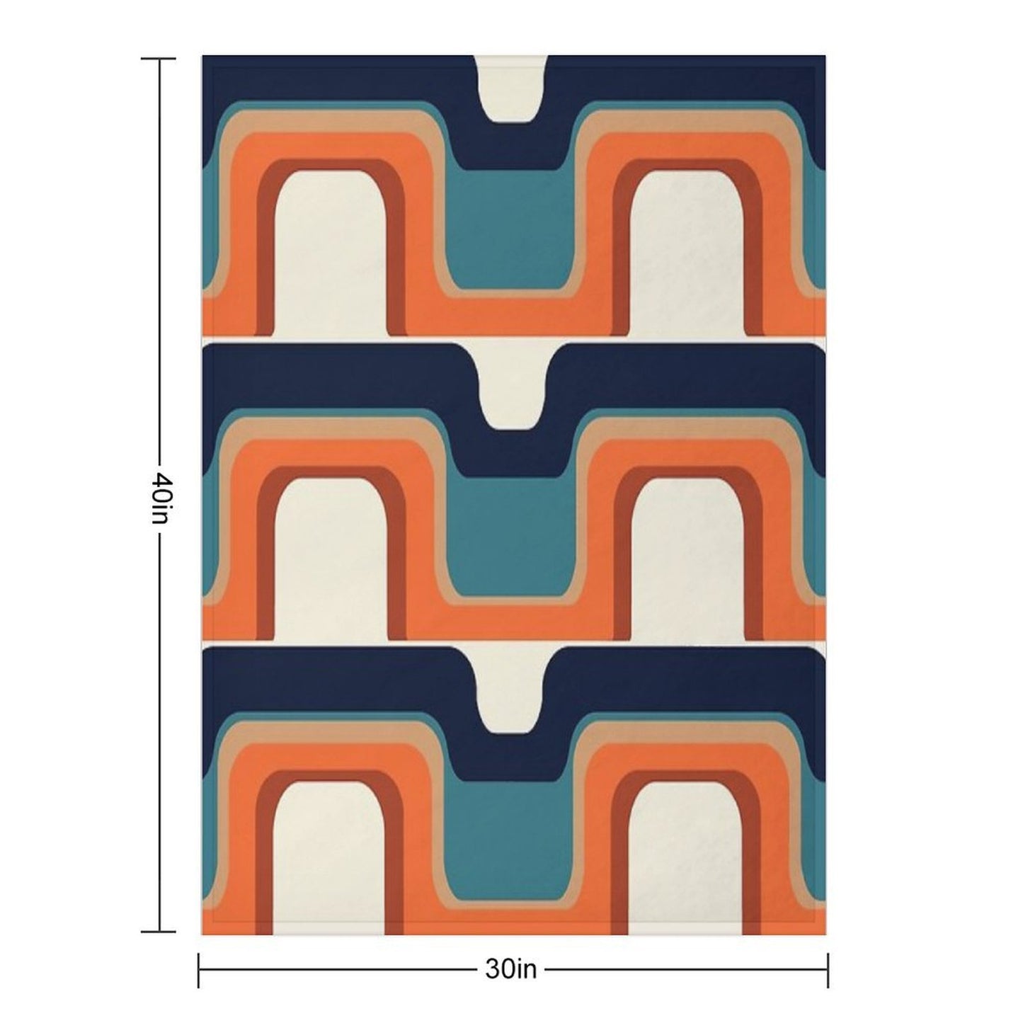 Mid-Century Modern Meets 1970s Orange & Blue Wrinkle-free Throw Blanket