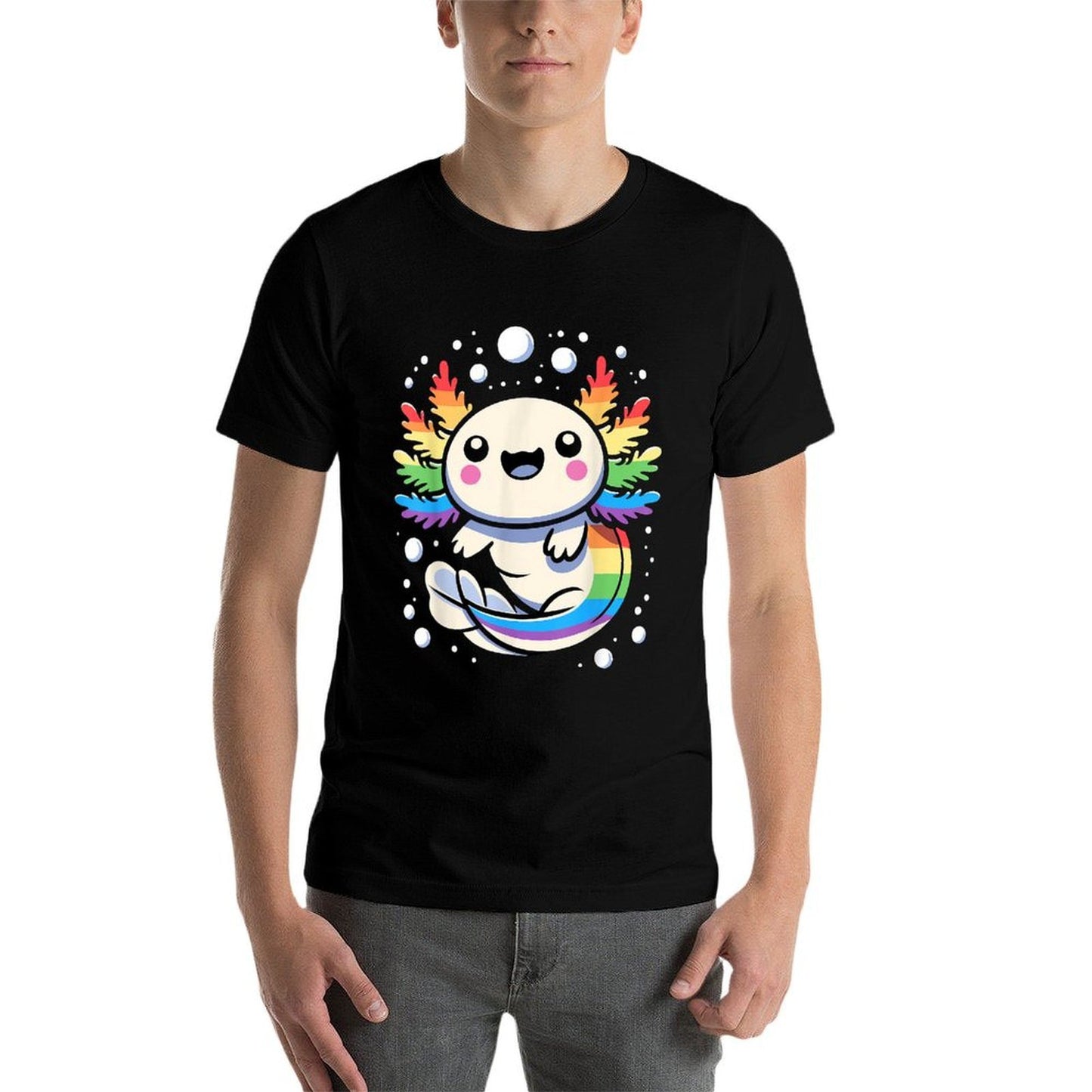 Axolotl LGBT Rainbow Gay Pride Kawaii Axolotls Ally Trendy Pattern T-Shirt