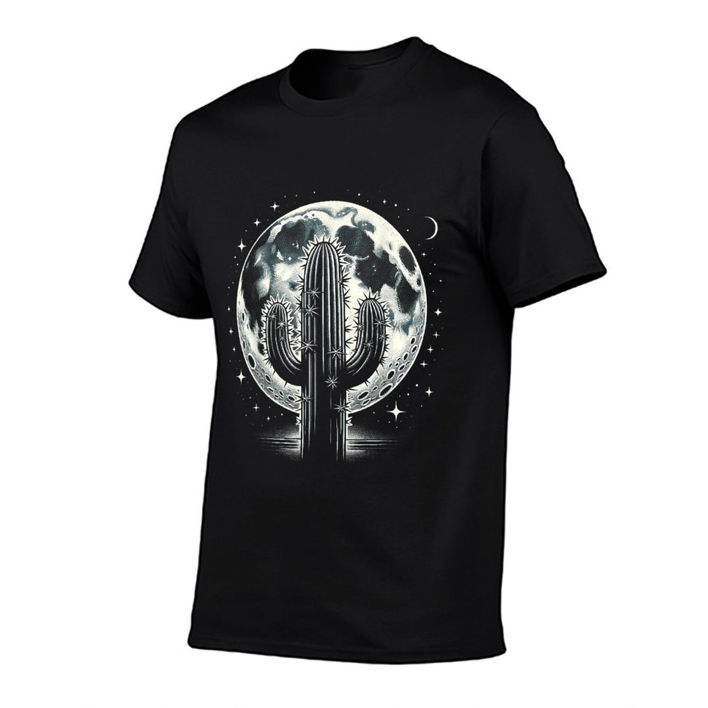 Lunar Cactus Night - Full Moon Desert Landscape Relaxed-fit T-Shirt