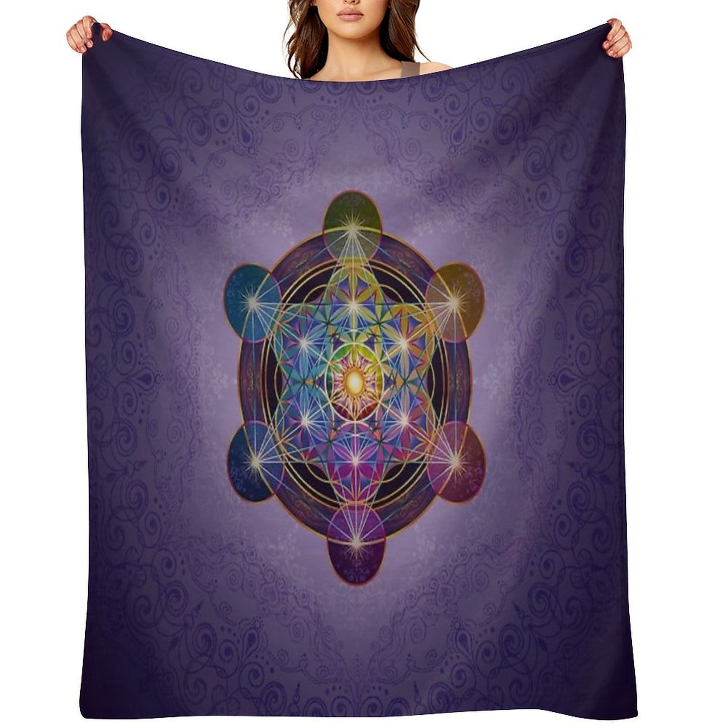 Metatron's Cube Merkabah Machine-washable Throw Blanket