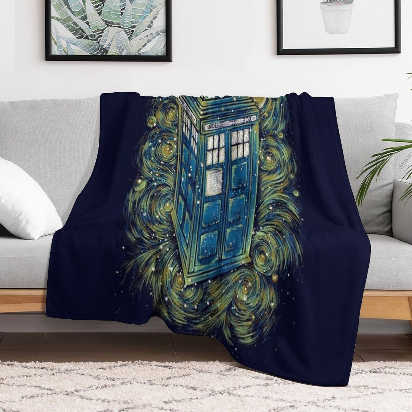 The Doctor in The Starry Night Easy Care Throw Blanket