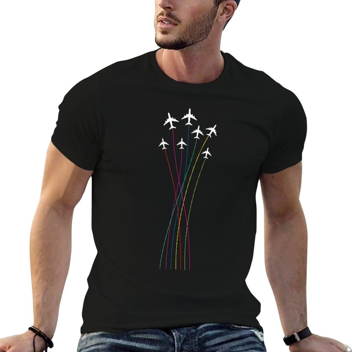 Colorful Airplanes - Airplane Airline Pilot Aviation Lover Lightweight T-Shirt