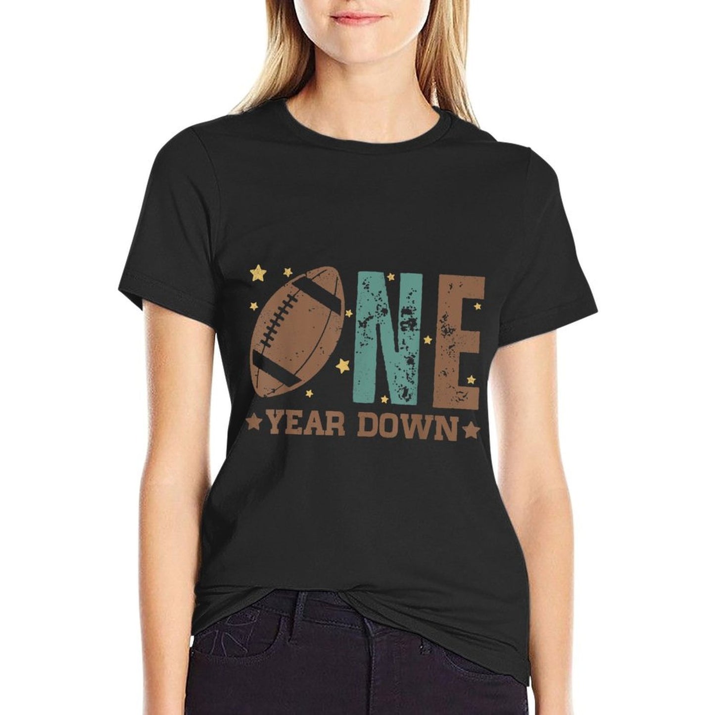 1st Year Down Football Lover First Birthday Boy Party Easy-care T-Shirt