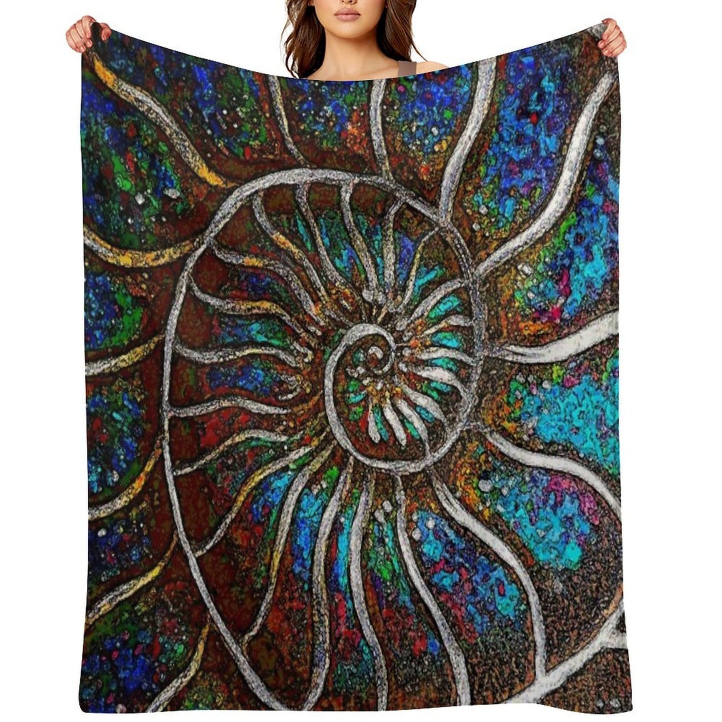 Ammonite Fossil Macro Abstract Art Anti-pilling Throw Blanket