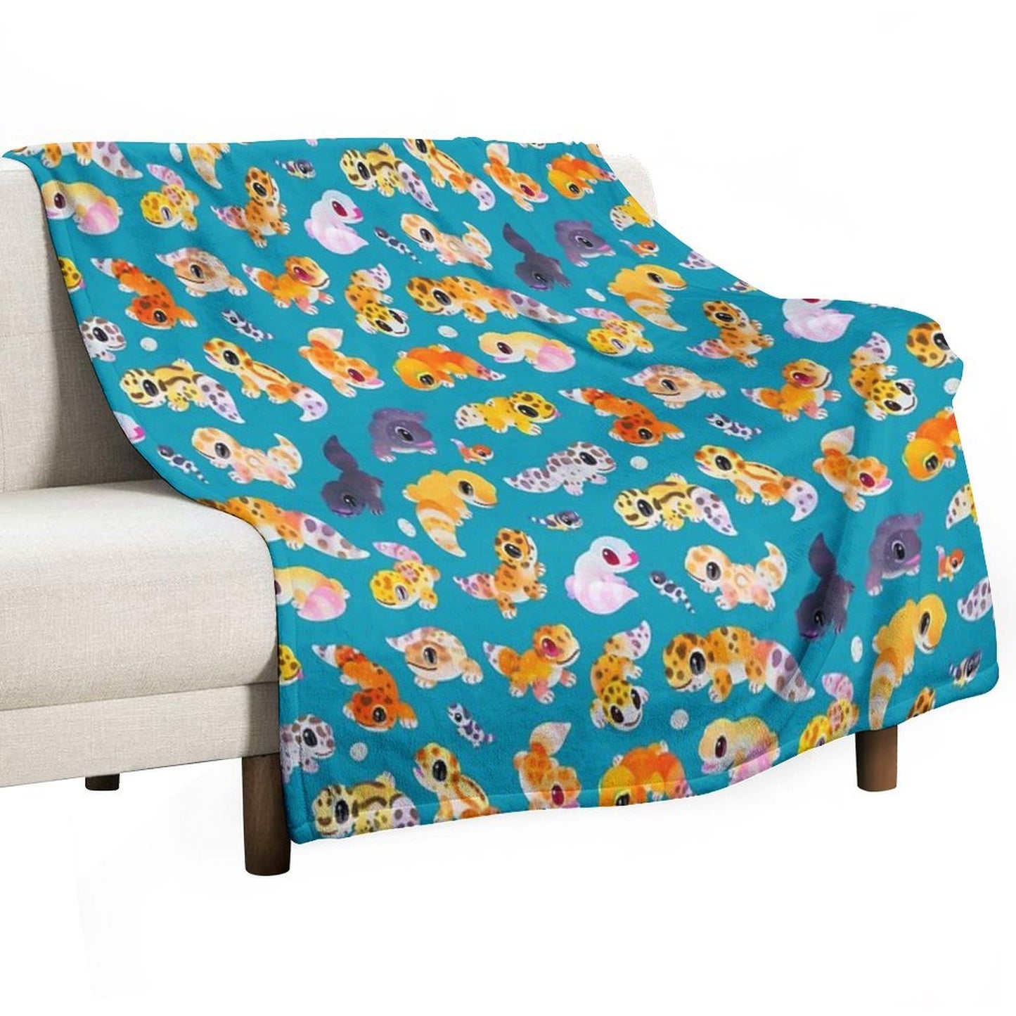 Leopard Gecko - Green Anti-pilling Throw Blanket