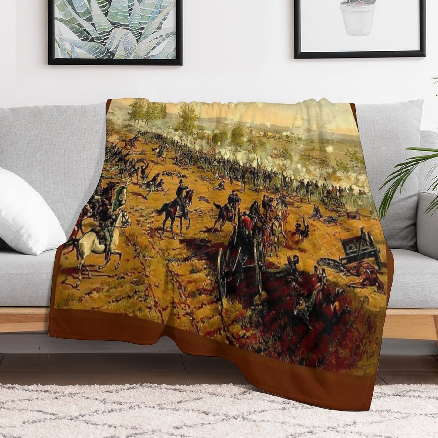 BATTLE OF GETTYSBURG Vintage U.S. Civil War Painting Print Lightweight Throw Blanket