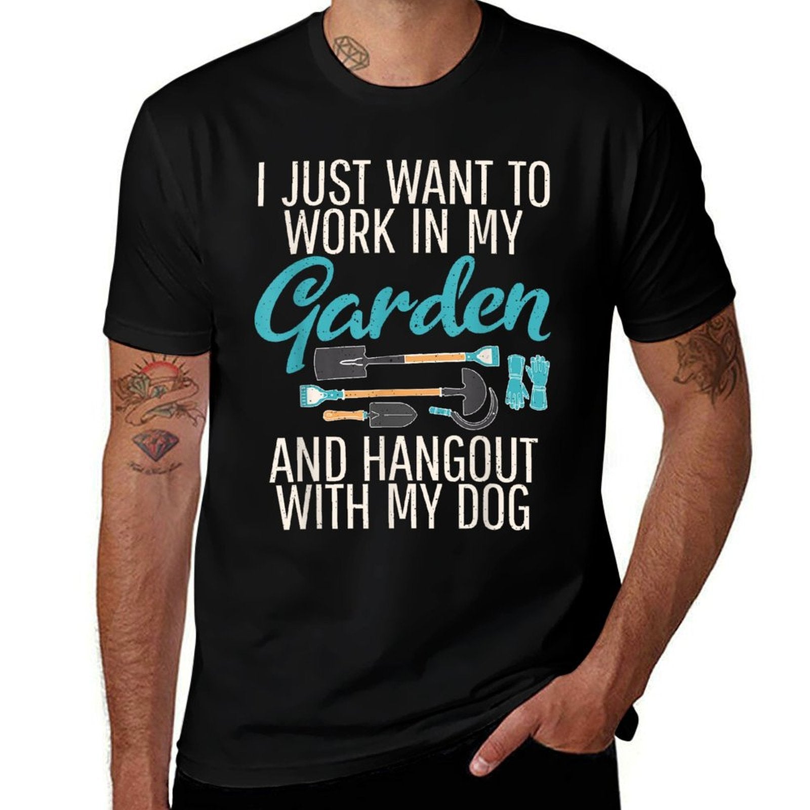 I Just Want to Work in My Garden Dog Outdoor And Gardening  Trendy Pattern T-Shirt