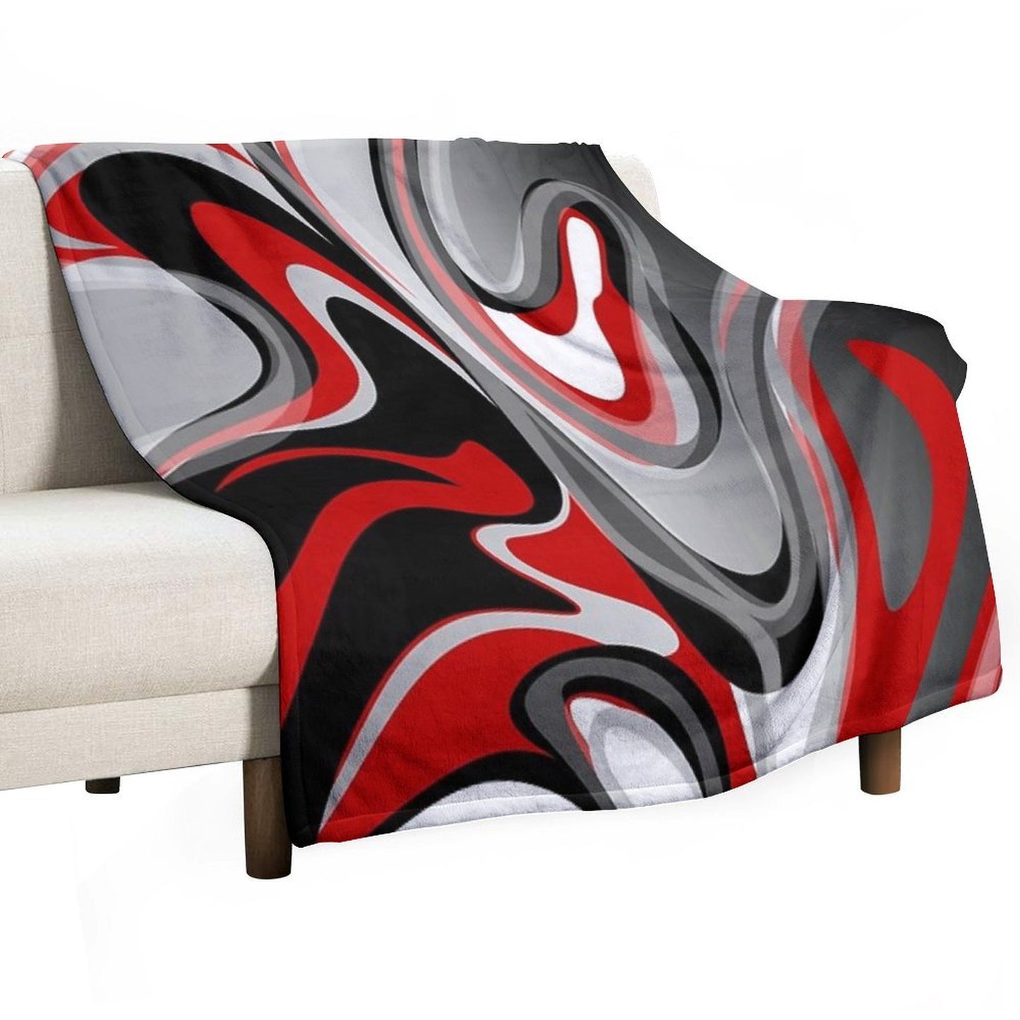 Liquify - Red, Gray, Black, White Eco-conscious Throw Blanket