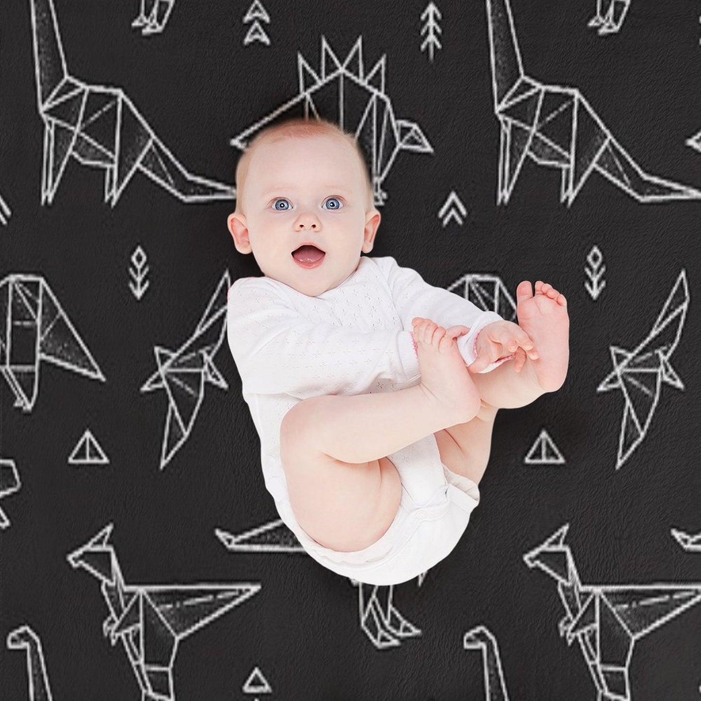 Black And White Origami Dinosaurs Multi-functional Throw Blanket
